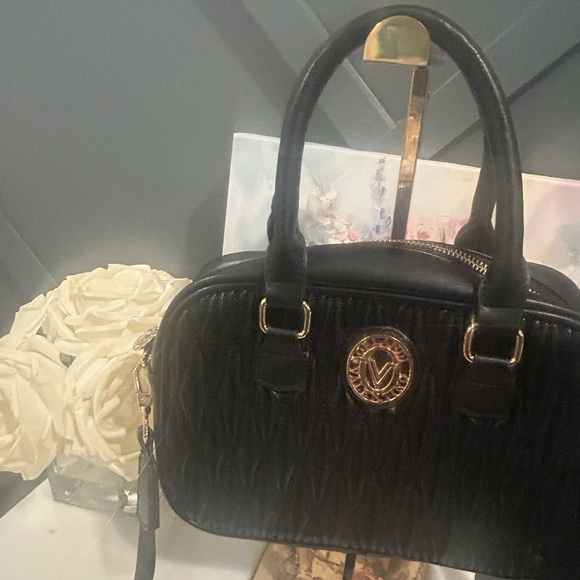 Valentino Orlandi Handbags - Valentino Orlandi Black Quilted Satchel with Gold Emblem
